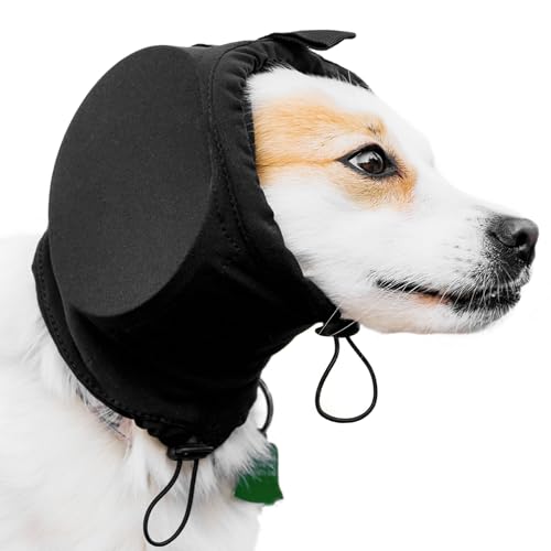 Safe Dogs Ears Hunde-Ohrenschützer, Lärmschutz, 32-dB-Rauschunterdrückung, für Gehörschutz im Flugzeug, Feuerwerk, Reisen, Donner (XL, Schwarz) von Safe Dogs Ears