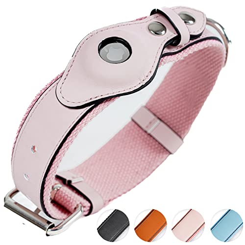 Safe Paws Airtag HundehalsbandHalter – unser verstellbarer AirtagHundehalsbandHalter passt für kleine, mittelgroße und große Hunde – verwenden Sie unser elegantes PULederHundehalsband, um Ihren von Safe Paws