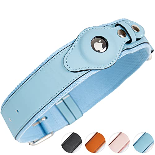 Safe Paws Airtag HundehalsbandHalter – unser verstellbarer AirtagHundehalsbandHalter passt für kleine, mittelgroße und große Hunde – verwenden Sie unser elegantes PULederHundehalsband, um Ihren von Safe Paws