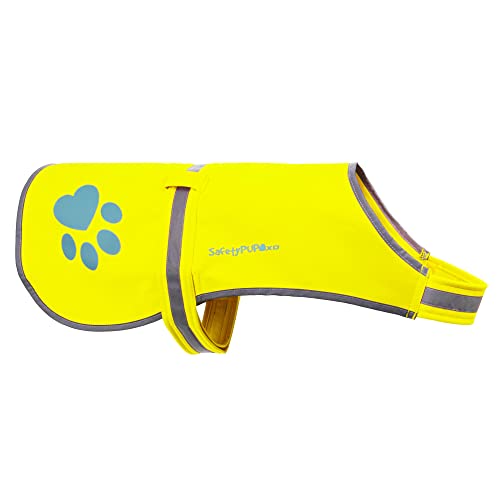 SafetyPUP XD Hundeweste aus weichem Material, wasserdicht, reflektierende Jacke mit leichtem Fleecefutter, ideal für kühlere Klimazonen fluoreszierende Warnweste zum Schutz Ihres Welpen von SafetyPUP XD