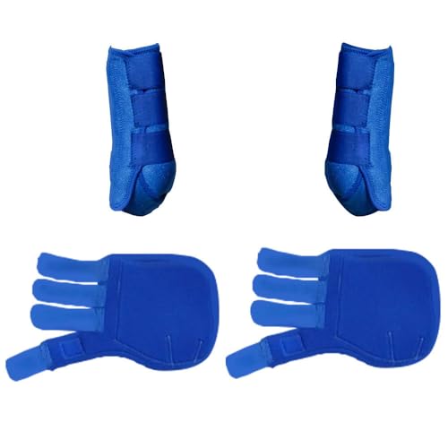 Pferdebeinstiefel, atmungsaktiv, Springen, Bürstenstiefel, hoher Stretch-Stoff, Beinschutz, 4 Stück, für Pferde-Springen, Reiten, Veranstaltungen, S-Blau von SagaSave