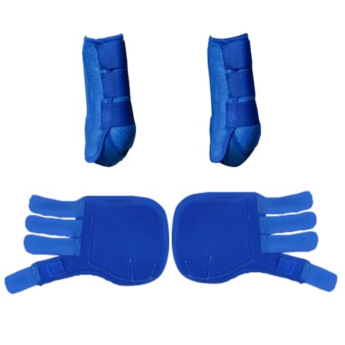 SagaSave Set von 4 Blau Pferdeausrüstungsstiefeln, Schutzausrüstung und Trainingsausrüstung, Pferdestiefel, Wraps und Accessoires für Pferd, Groß von SagaSave