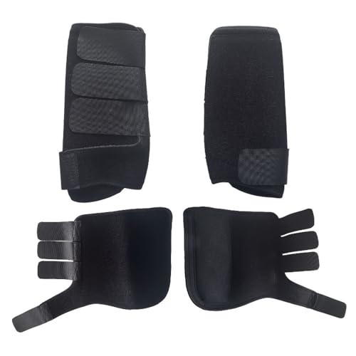 SagaSave Set von 4 Schwarz Pferdeausrüstungsstiefeln, Schutzausrüstung und Trainingsausrüstung, Pferdestiefel, Wraps und Accessoires für Pferd, Medium von SagaSave