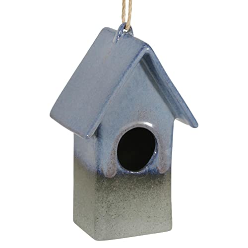 Sagebrook Home 15140-03 Vogelhaus, Keramik, 25,4 cm, zweifarbig, Blau, 6 x 5 x 10 von Sagebrook Home