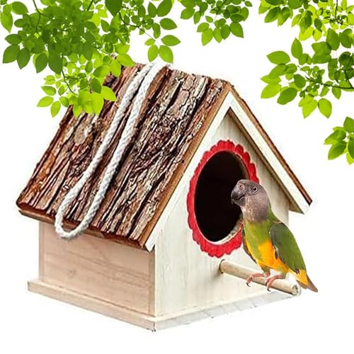 SaiDuoDuo Hängendes hölzernes Vogelnest, wildes Vogelkastenhaus im Freien, hölzernes Vogelhaus mit offenem Hausdesign,Braun von SaiDuoDuo