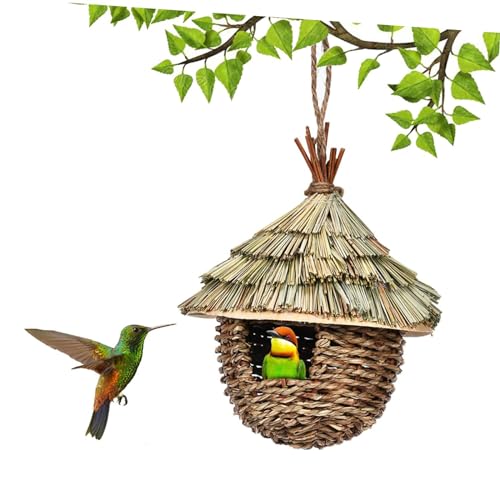 SaiDuoDuo Handgewebtes Vogelkäfig Hängendes Vogelhaus, Hängende gefertigte Papageienhäuser für den Außenbereich, Irdhouse mit Open-House-Design,Grün von SaiDuoDuo