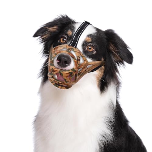 SaiDuoDuo Hund Anti Biss Mund Maulkorb Haustier mit verstellbarem Riemen, Komfort Secure Anti-Barking Kunststoff Hundemaulkorb, Weicher Korb Maulkorb,Grün,M von SaiDuoDuo