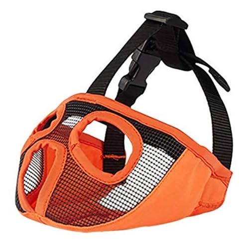 SaiDuoDuo Kurzer Schnauze Hundemaulkorb, Comfort Secure Anti-Barking Hundemaulkorb, Verstellbarer atmungsaktiver Mesh Bulldogge Maulkorb,Orange,S von SaiDuoDuo