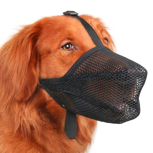 SaiDuoDuo Soft Mesh Hundemaulkorb, Hundemaulkörbe, um Beißen und Bellen zu verhindern, Atmungsaktive Mesh Hundemaulkorb mit verstellbarem Riemen,Schwarz,L von SaiDuoDuo