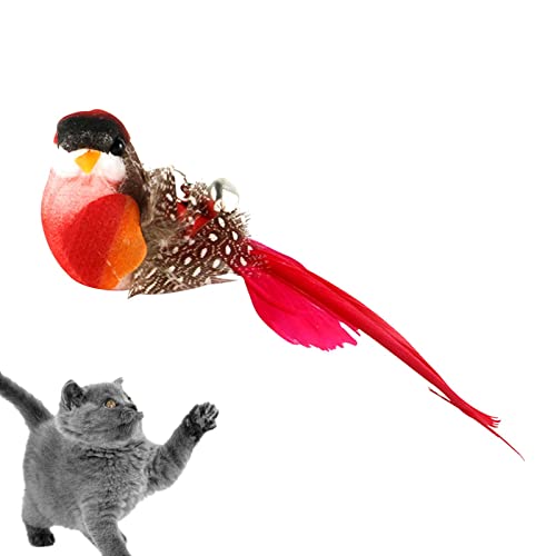Saiki Katzen-Vogel-Spielzeug | Bell Bird Cat Plüschspielzeug Ersatzkopf für Katzenstab | Handgefertigter Katzenstab, Spielzeugaufsätze, Vogelspielzeug für drinnen spielende Katzen von Saiki
