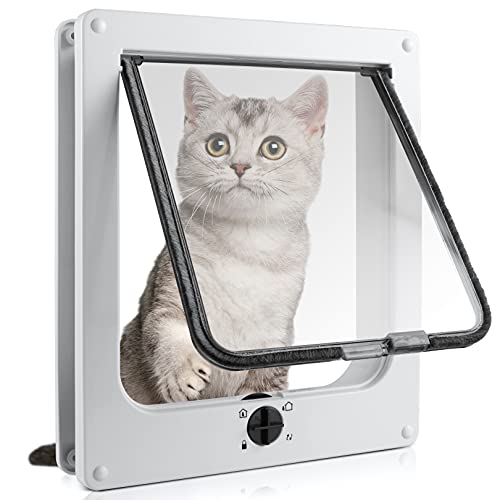 Sailnovo Katzenklappe Hundeklappe 4 Wege Facile-Verschluss für Katzen und kleine Hunde, Installieren Leicht mit Teleskoprahmen, Cat Flap Klappe Hundetür Katzentür Haustierklappe 19 * 22 * 5,5 cm von Sailnovo