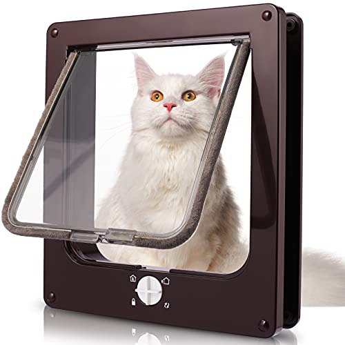 Sailnovo Katzenklappe Hundeklappe 4 Wege Facile-Verschluss für Katzen und kleine Hunde, Installieren Leicht mit Teleskoprahmen, Cat Flap Klappe Hundetür Katzentür Haustierklappe 19 * 22 * 5,5cm von Sailnovo