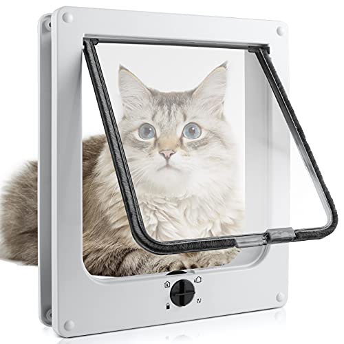 Sailnovo Katzenklappe Hundeklappe 4 Wege Facile-Verschluss für Katzen und kleine Hunde, Installieren Leicht mit Teleskoprahmen, Cat Flap Klappe Hundetür Katzentür Haustierklappe 25 * 29 * 5,5 cm von Sailnovo