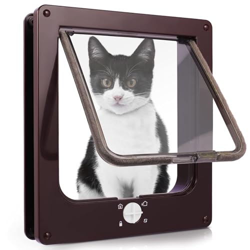 Sailnovo Katzenklappe Hundeklappe 4 Wege Facile-Verschluss für Katzen und kleine Hunde, Installieren Leicht mit Teleskoprahmen, Cat Flap Klappe Hundetür Katzentür Haustierklappe 25 * 29 * 5,5 cm von Sailnovo