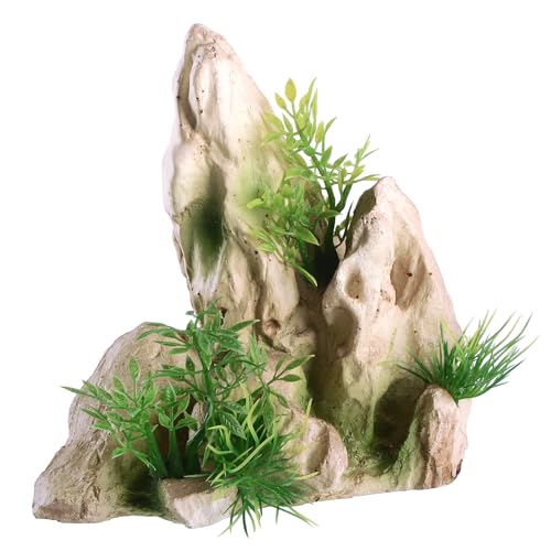 Saim Mountain View Aquarium-Dekoration, künstliche Steine, Aquarium-Dekoration mit Kunststoffbaum, 16 cm hoch von Saim