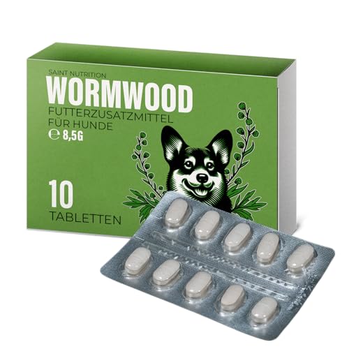 Saint Nutrition® Wormwood - Wurmkur Hund - Entwurmungsmittel für Hunde - Natürliche Kräuterformel mit Wermutkraut Extrakt - Ergänzungsfuttermittel für eine optimale Unterstützung - 10 Tabletten von Saint Nutrition