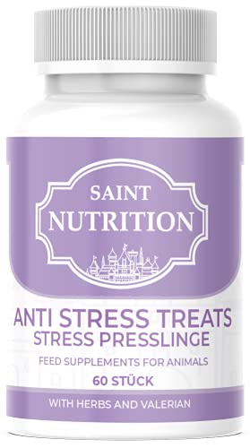 Saint Nutrition® Anti Stress Presslinge für Hunde und Katzen, unterstützend bei Panikattacken, innere Unruhe und Angststörungen, Baldrian Beruhigungsmittel hochdosiert von Saint Nutrition