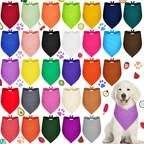 30 Stück Sublimations-Hunde-Bandanas mit Thermotransfer-Dreieck, waschbar, Tier-Bandanas, verstellbar, einfarbig, Bandana, Zubehör für kleine, mittelgroße und große Haustiere (L) von Saintrygo