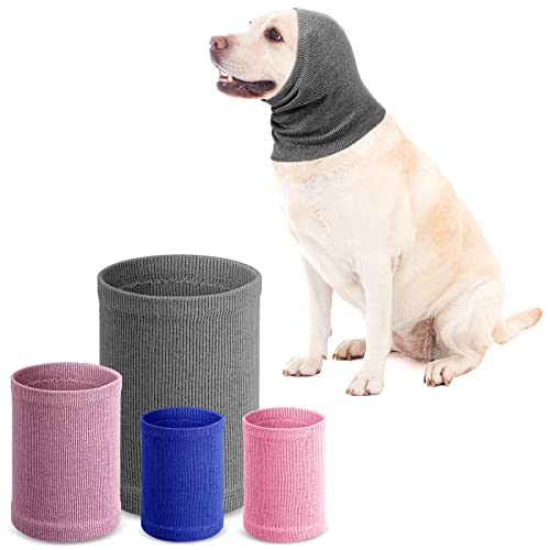 4 Stück 3 Größen Snoods für Hunde Haustier Hund Ohrabdeckung ohne Klappe Wrap Hund Schalldichte Ohrenschützer für Hunde Bellen und Baden Warm Winter Hund Ohrtuch für beruhigendes Haustier (blau, von Saintrygo