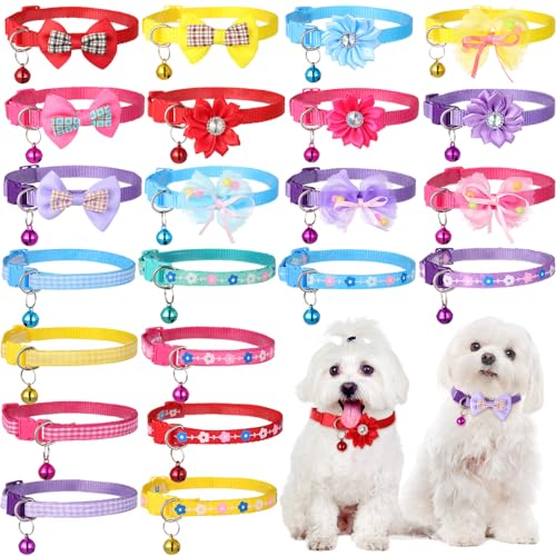 Saintrygo 22 Stück Hunde-Fliege, Blumenhalsband, verstellbare Fliege, Hundehalsband, Blumen-Haustierbedarf, Halsbänder, Punktdruck, Schleife, Blumenhalsband für mittelgroße und kleine Hunde, Katzen, von Saintrygo