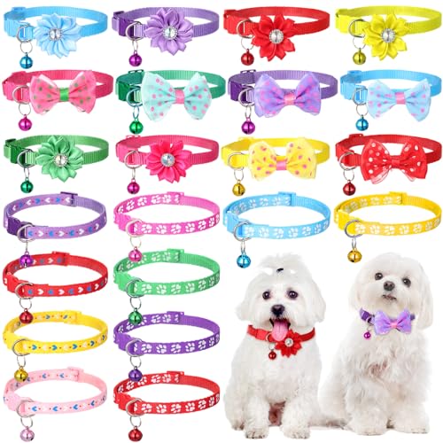 Saintrygo 22 Stück Hunde-Fliege, Blumenhalsband, verstellbare Fliege, Hundehalsband, Blumen-Haustierbedarf, Halsbänder, Punktdruck, Schleife, Blumenhalsband für mittelgroße und kleine Hunde, Katzen, von Saintrygo