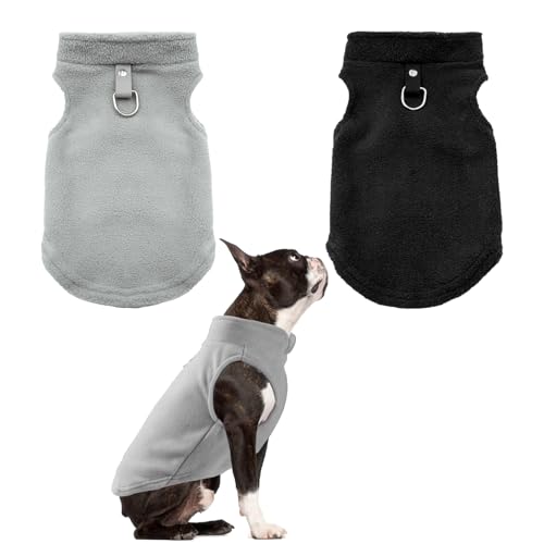 2 Stücke Hundemantel mit D-Ringen Hundemantel Hundemantel für Kleine Hunde Hundemantel Winter Hundekleidung Pullover für Hunde Hundepulli für Kleine Hunde(schwarz,grau)(XL) von Saituo Home