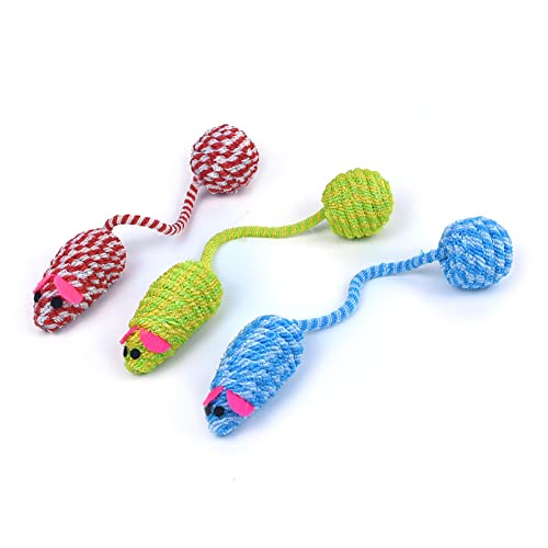 3 PCs Buntes Geflochtenes Seil False Maus Pet Toy Squeaker Sound Spielzeug Mit Heckball Innenkatzen Interaktives Spielzeug von Saiyana