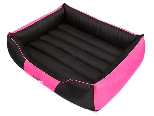 Hundebett Hundesofa Hundekissen mit erhöhte Ränder - XXXL: 140 x 115 x 25 cm, Schwarz + Rosa - für kleine, mittelgroße und Ggroße Hunde Hundekörbchen Hundedecke Hundeliege Cord Orthopädisch von Sales Core