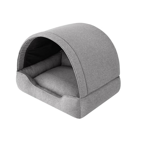 Höhle Hundebett, Hundehöhle mit versteiftem Dach, Hundehütte mit weicher Matratze. Schlafplatz für Haustiere mit schützendem Baldachin, Hundehütte aus Stoff, Sofa und Hundekissen in einem von Sales Core