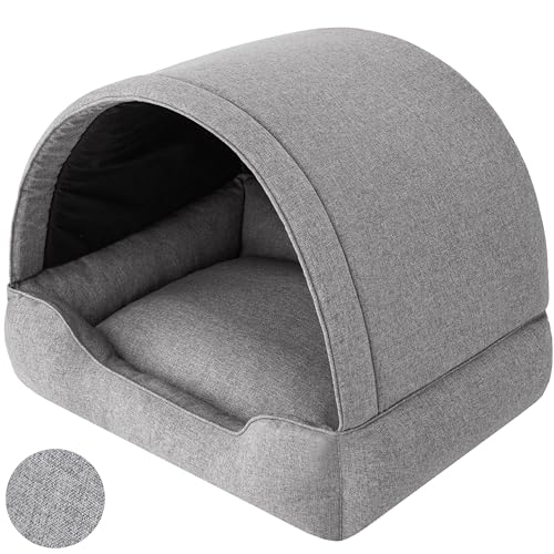 Höhle Hundebett, Hundehöhle mit versteiftem Dach, Hundehütte mit weicher Matratze. Schlafplatz für Haustiere mit schützendem Baldachin, Hundehütte aus Stoff, Sofa und Hundekissen in einem von Sales Core