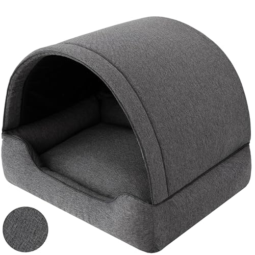 Höhle Hundebett, Hundehöhle mit versteiftem Dach, Hundehütte mit weicher Matratze. Schlafplatz für Haustiere mit schützendem Baldachin, Hundehütte aus Stoff, Sofa und Hundekissen in einem von Sales Core