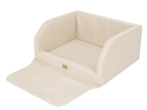 Sales Core Hundeautositz Hundebox Hundebett Transportboxen Hundebett - Beige Öko-Leder - XL: 92 x 70 x 39 cm Kofferraumschutz Schutzmatte Transportbox Hundedecke Hundetransportbox von Sales Core