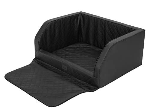 Sales Core Hundeautositz Hundebox Hundebett Transportboxen Hundebett - Schwarz Öko-Leder - XL: 92 x 70 x 39 cm Kofferraumschutz Schutzmatte Transportbox Hundedecke Hundetransportbox von Sales Core