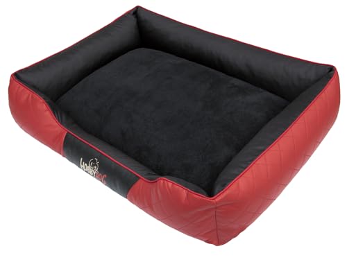 Sales Core Hundebett Hundekissen Premium Hundeliege - R1: 65 x 52 x 20 cm, EXKLUSIV: Rot + Schwarz für kleine, mittelgroße und Große Hunde Hundekörbchen Hundedecke mit erhöhte Ränder von Sales Core