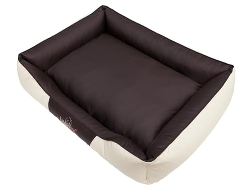 Sales Core Hundebett Hundekissen Premium Hundeliege - R1: 65 x 52 x 20 cm, PERFEKT: Beige + Braun für kleine, mittelgroße und Große Hunde Hundekörbchen Hundedecke mit erhöhte Ränder von Sales Core