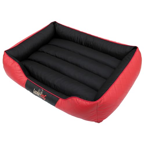 Sales Core Hundebett Hundekissen Premium Hundeliege - R3: 95 x 73 x 23 cm, Standard: Rot + Schwarz für kleine, mittelgroße und Große Hunde Hundekörbchen Hundedecke mit erhöhte Ränder von Sales Core