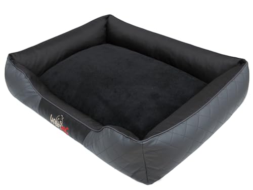 Sales Core Hundebett Hundekissen Premium Hundeliege - R5: 125 x 98 x 25 cm, EXKLUSIV: Graphit + Schwarz für kleine, mittelgroße und Große Hunde Hundekörbchen Hundedecke mit erhöhte Ränder von Sales Core