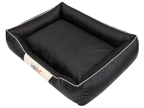 Sales Core Hundebett Hundekissen Premium Hundeliege - R5: 125 x 98 x 25 cm, PERFEKT: Schwarz + Beige für kleine, mittelgroße und Große Hunde Hundekörbchen Hundedecke mit erhöhte Ränder von Sales Core