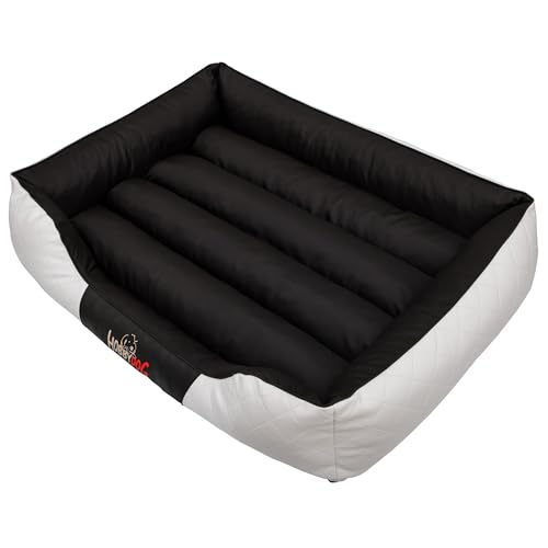 Sales Core Hundebett Hundekissen Premium Hundeliege - R5: 125 x 98 x 25 cm, Standard: Weiß + Schwarz für kleine, mittelgroße und Große Hunde Hundekörbchen Hundedecke mit erhöhte Ränder von Sales Core