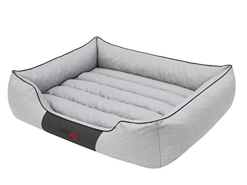 Sales Core Hundebett Hundesofa Hundekissen mit erhöhte Ränder - L: 65 x 50 x 20 cm, Hellgrau - für kleine, mittelgroße und Ggroße Hunde Hundekörbchen Hundedecke Hundeliege Cord Orthopädisch von Sales Core