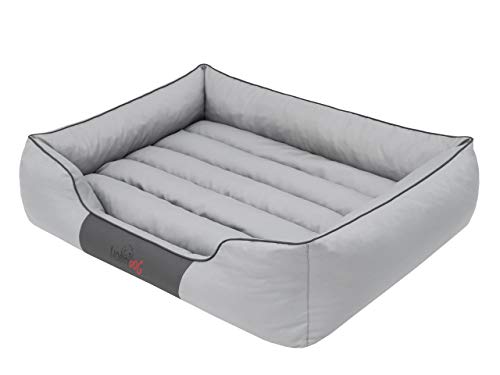 Sales Core Hundebett Hundesofa Hundekissen mit erhöhte Ränder - XXXL: 140 x 115 x 25 cm, Grau - für kleine, mittelgroße und Ggroße Hunde Hundekörbchen Hundedecke Hundeliege Cord Orthopädisch von Sales Core