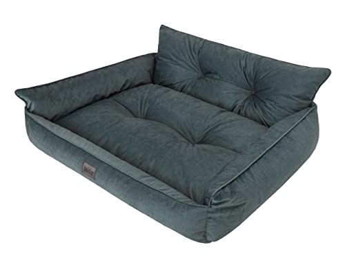 Sales Core Hundebett Hundeliege Hundesofa Hundedecke - XL: 82 x 63 x 32 cm, Flasche Grün, Fancy Gesteppt - Orthopädisches Hundecouch Hundekorb Kleine Mittelgroße Große Hundekissen Schlafplätze von Sales Core