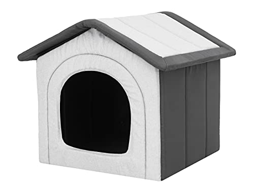 Sales Core Hundehöhle Hundehütte Hundebett Hundebox - Aschgrau + Schwarzes Oxford - R2: 38 x 44 x 45 cm - Indoor/Outdoor Katzenhütte Hundehaus Hundestrandkorb Hundekorb von Sales Core