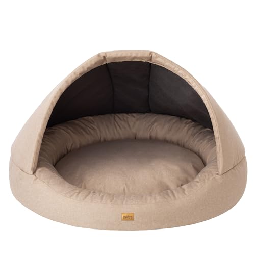 Sales Core Hundehöhle Hundehütte Hundebett Hundehütte -R2: ⌀100 cm x 62 cm - Beige, Große und Kleine Hunde Hundeliege Hundesofa Hundekissen Hundekorb Höhlenbett von Sales Core