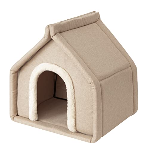 Sales Core Hundehütte Katzenhütte Hundehöhle - Beige Ecolen - R1: 42x33x43 cm - Hundehaus Katzenhaus Hundebox Hundekissen Katzenkissen Haustierhütte von Sales Core