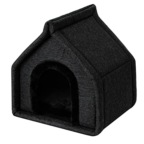 Sales Core Hundehütte Katzenhütte Hundehöhle - Schwarz Ecolen - R1: 42x33x43 cm - Hundehaus Katzenhaus Hundebox Hundekissen Katzenkissen Haustierhütte von Sales Core