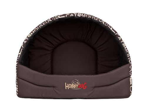 Sales Core Hundekissen Hundekorb Hundekörbchen Hundebett Hundehütte - Braun mit Hellen Aufschriften - R1: 45 x 33 x 28 cm, Hundehöhle Große und Kleine Hunde Hundeliege von Sales Core