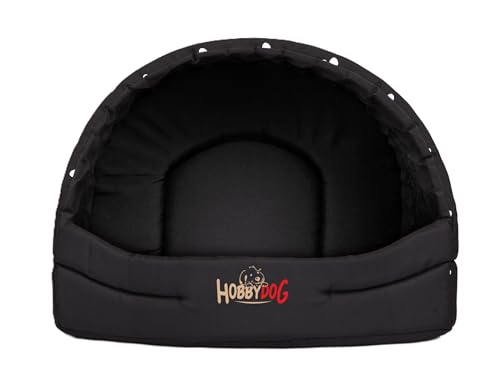 Sales Core Hundekissen Hundekorb Hundekörbchen Hundebett Hundehütte - Schwarz mit Hundepfoten - R1: 45 x 33 x 28 cm, Hundehöhle Große und Kleine Hunde Hundeliege von Sales Core