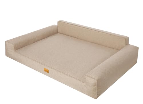 Sales Core Hundeliege Hundesofa Hundebett Hundebox Hundedecke - Beige, XXL: 116 x 78 x 28 cm, Ecolen-Stoff, Kleine Mittelgroße Große Hundekissen Schlafplätze von Sales Core