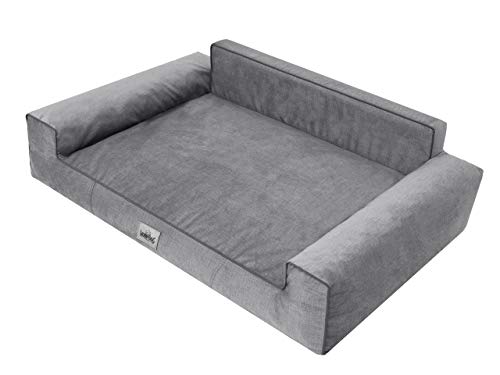 Sales Core Hundeliege Hundesofa Hundebett Hundebox Hundedecke - Grau, XXL: 116 x 78 x 28 cm, Fancy-Stoff, Kleine Mittelgroße Große Hundekissen Schlafplätze von Sales Core